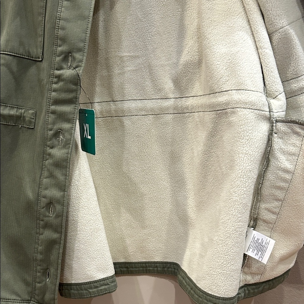 Nwt Hang Ten Olive Jacket with Cream Sherpa Collar, fleece lined, Size XL - Picture 6 of 9